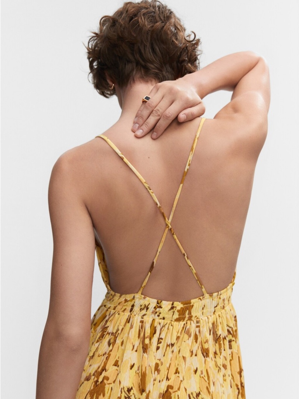 Mango Cross-Back Textured Dress